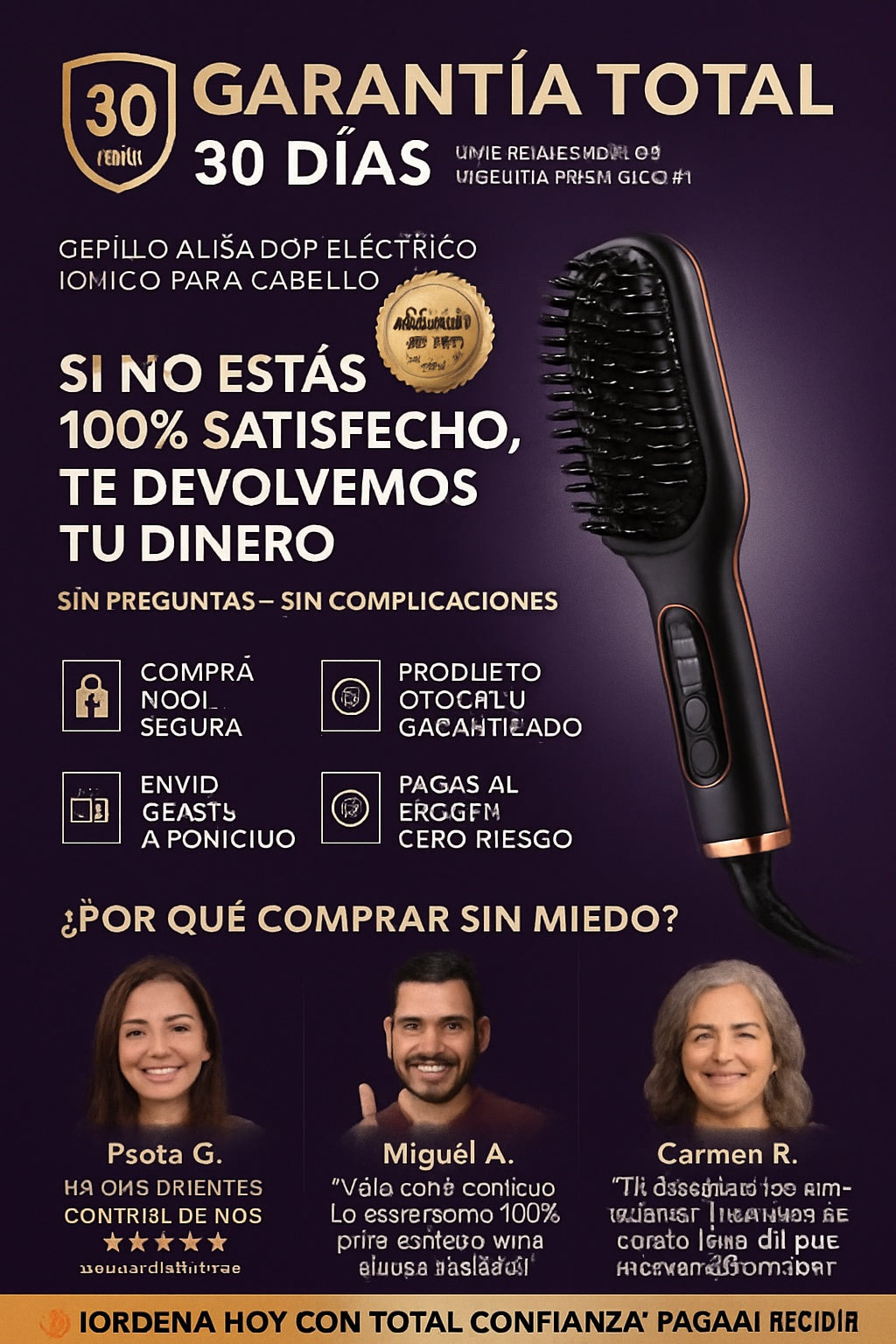Cepillo alisador eléctrico iónico para cabello - imagen 9
