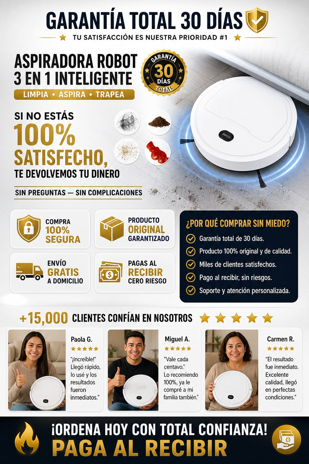Aspiradora Robot 3 En 1 Inteligente - imagen 9