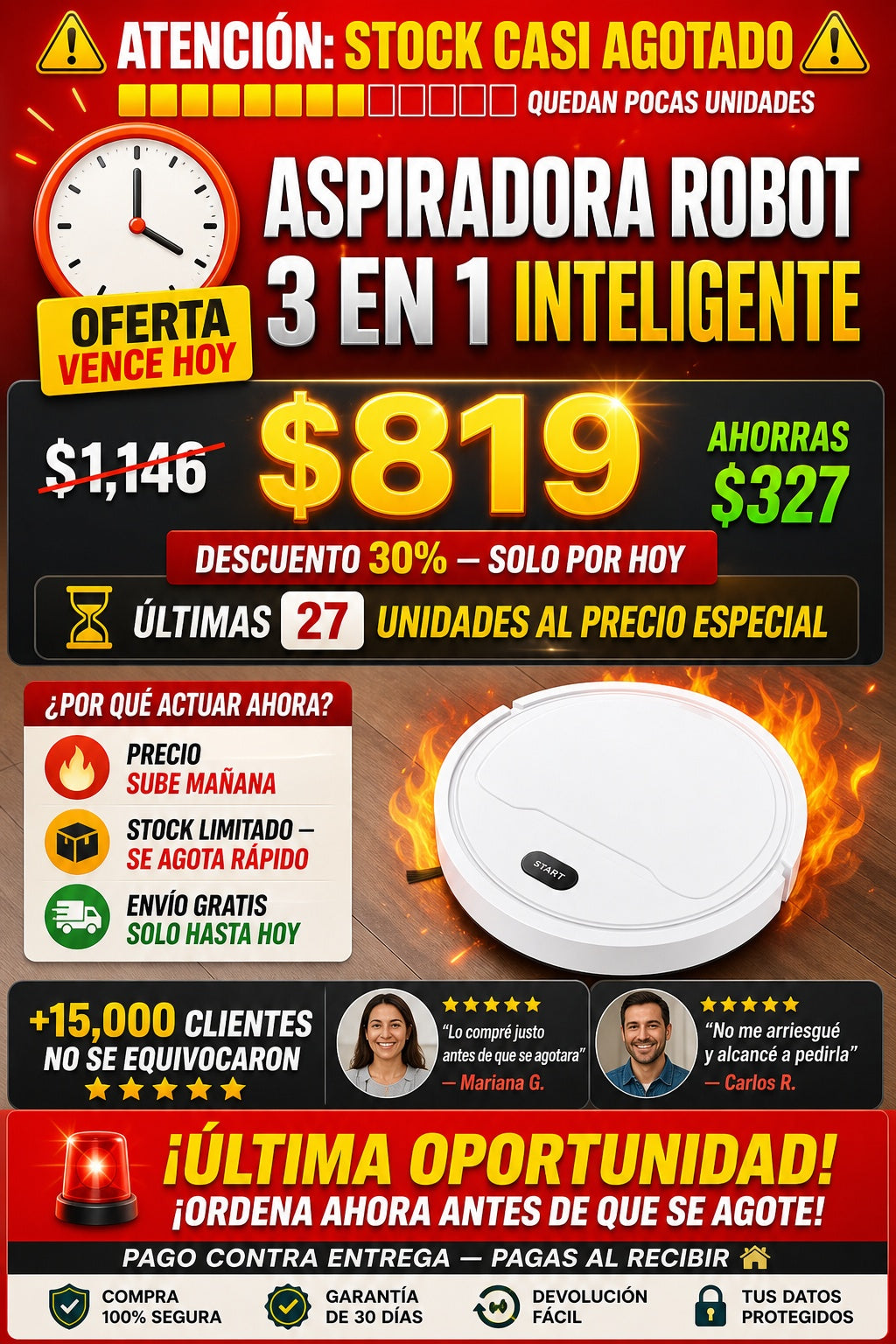 Aspiradora Robot 3 En 1 Inteligente - imagen 10