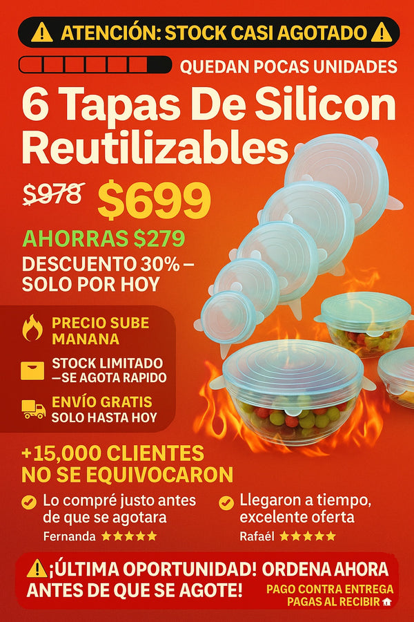 6 Tapas De Silicon Reutilizables - imagen 10