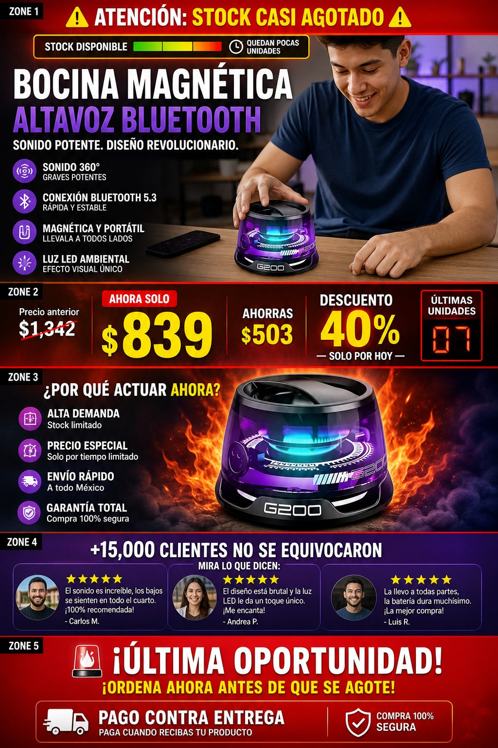 Bocina Magnetica Altavoz Bluetooth - imagen 10