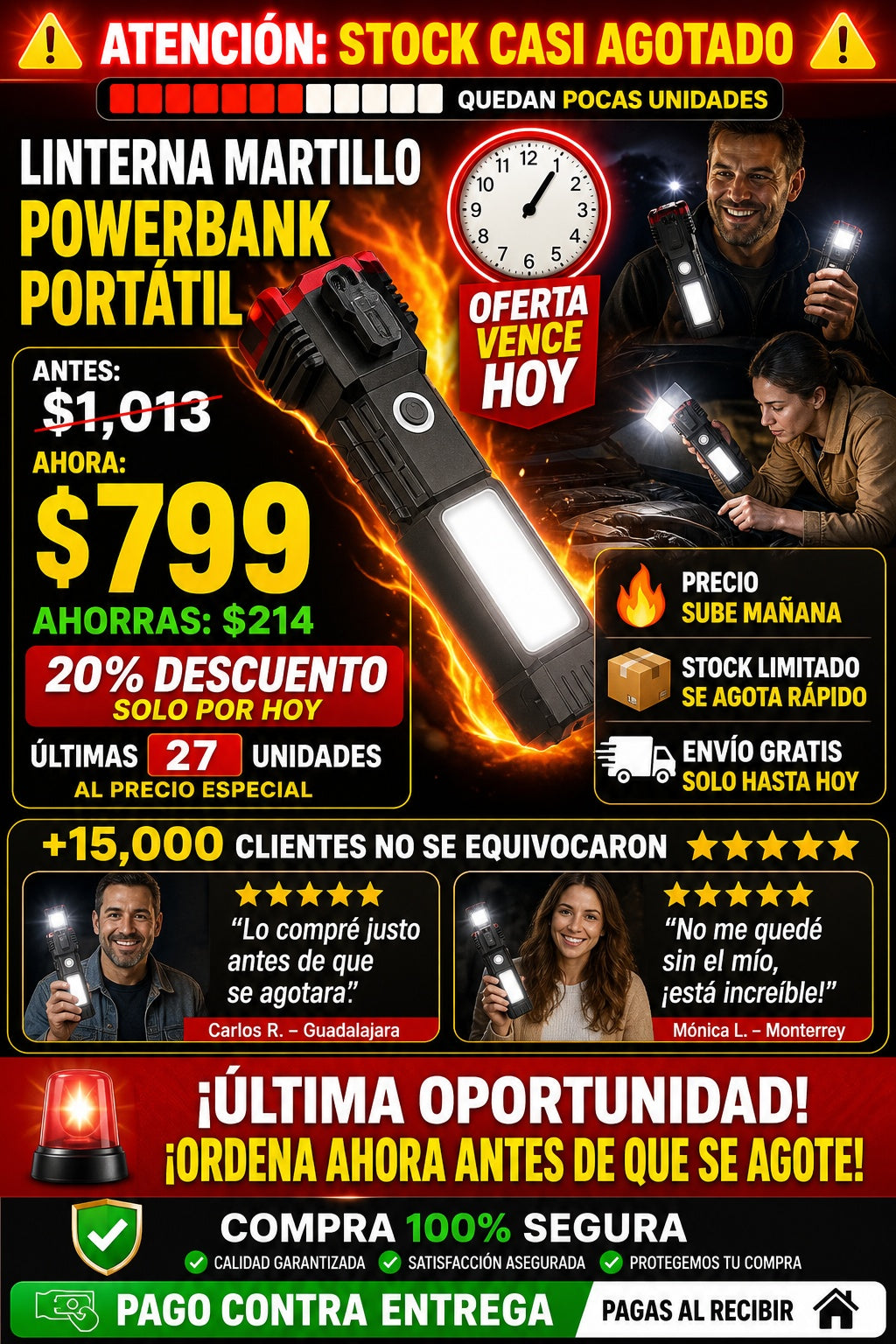 Linterna Martillo Powerbank Portatil - imagen 10