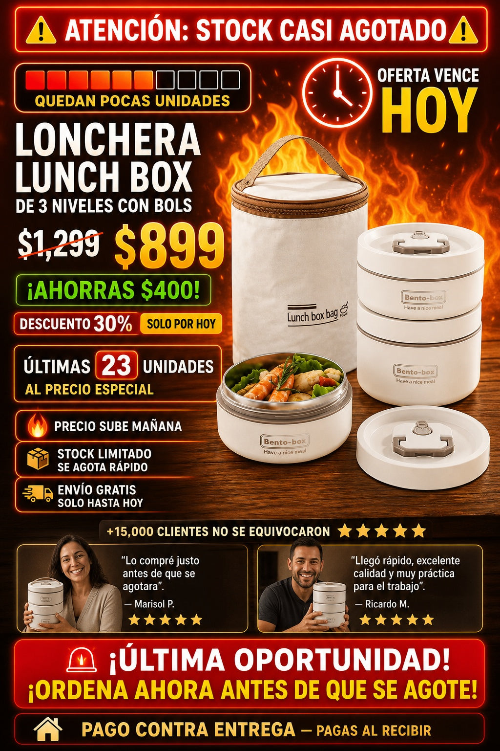 Lonchera Lunch Box De 3 Niveles Con Bols - imagen 10