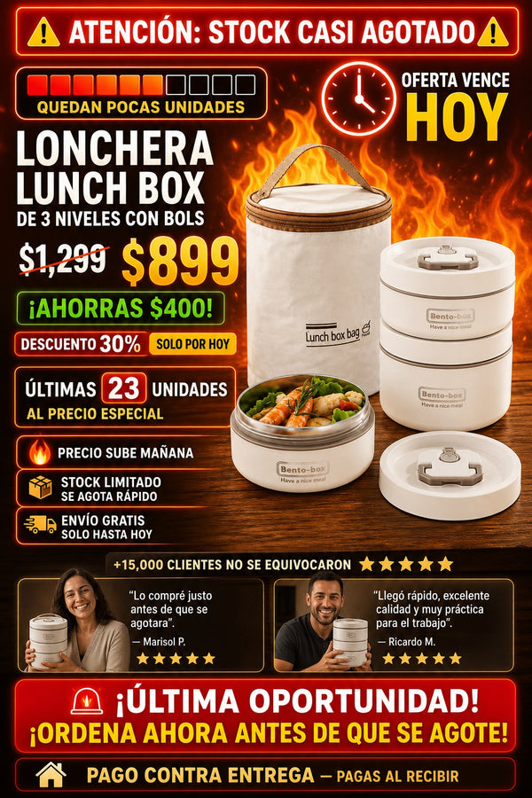 Lonchera Lunch Box De 3 Niveles Con Bols - imagen 10