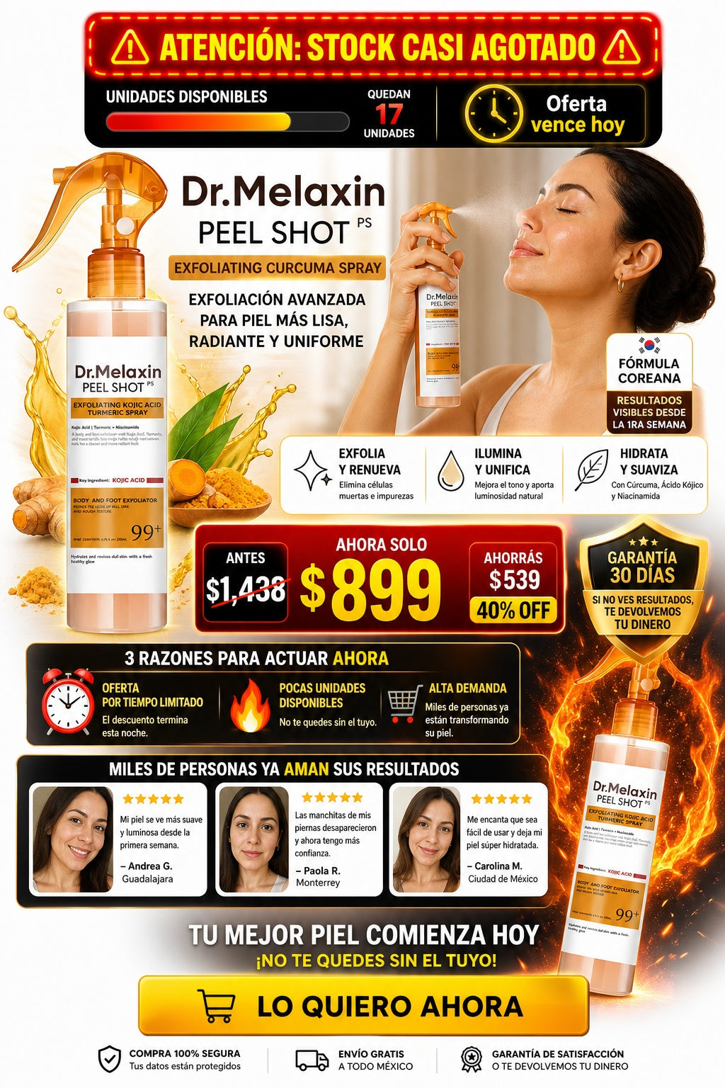 Spray Dr. Melaxin Exfoliante Curcuma - imagen 10