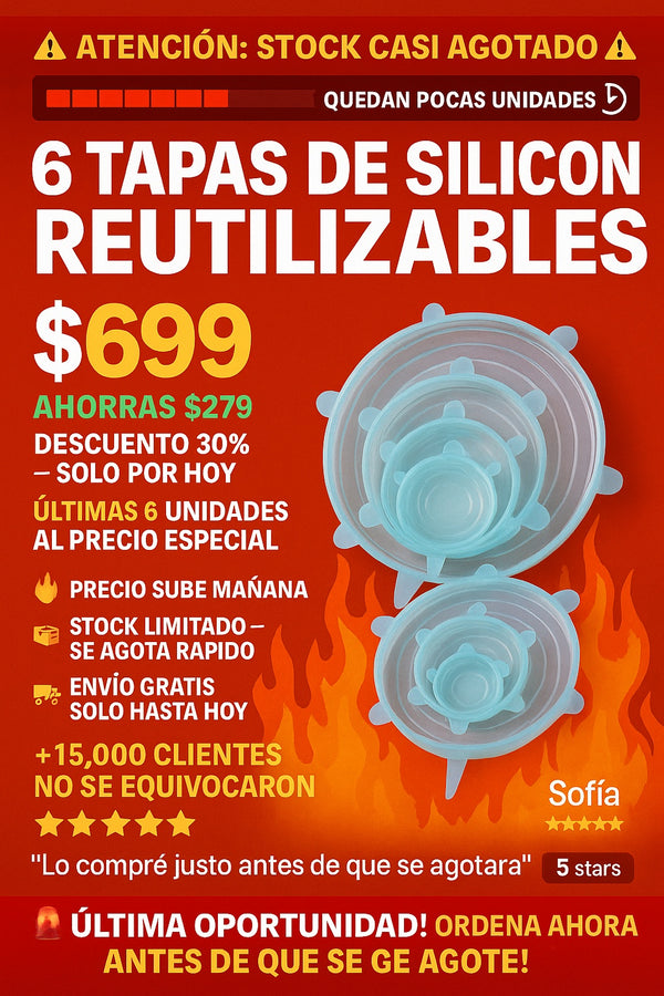 6 Tapas De Silicon Reutilizables - imagen 10