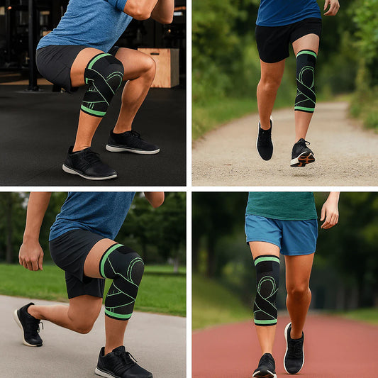 Rodillera deportiva de compresión con soporte lateral