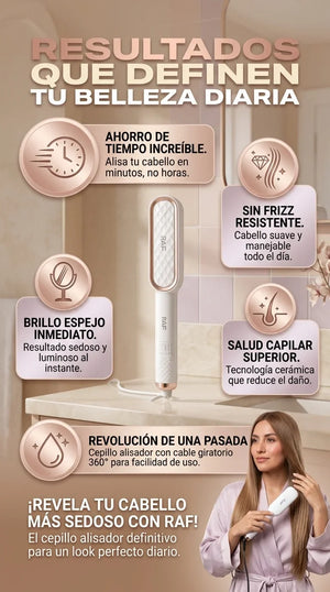 Cepillo alisador de cabello con calor iónico