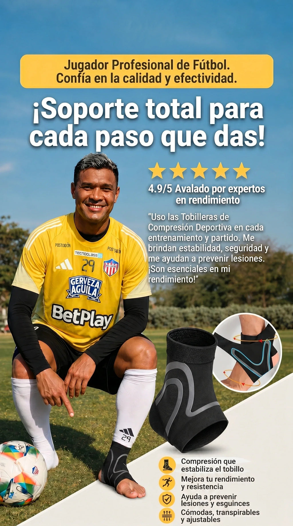 Tobillera Azul De Comprension Deportiva