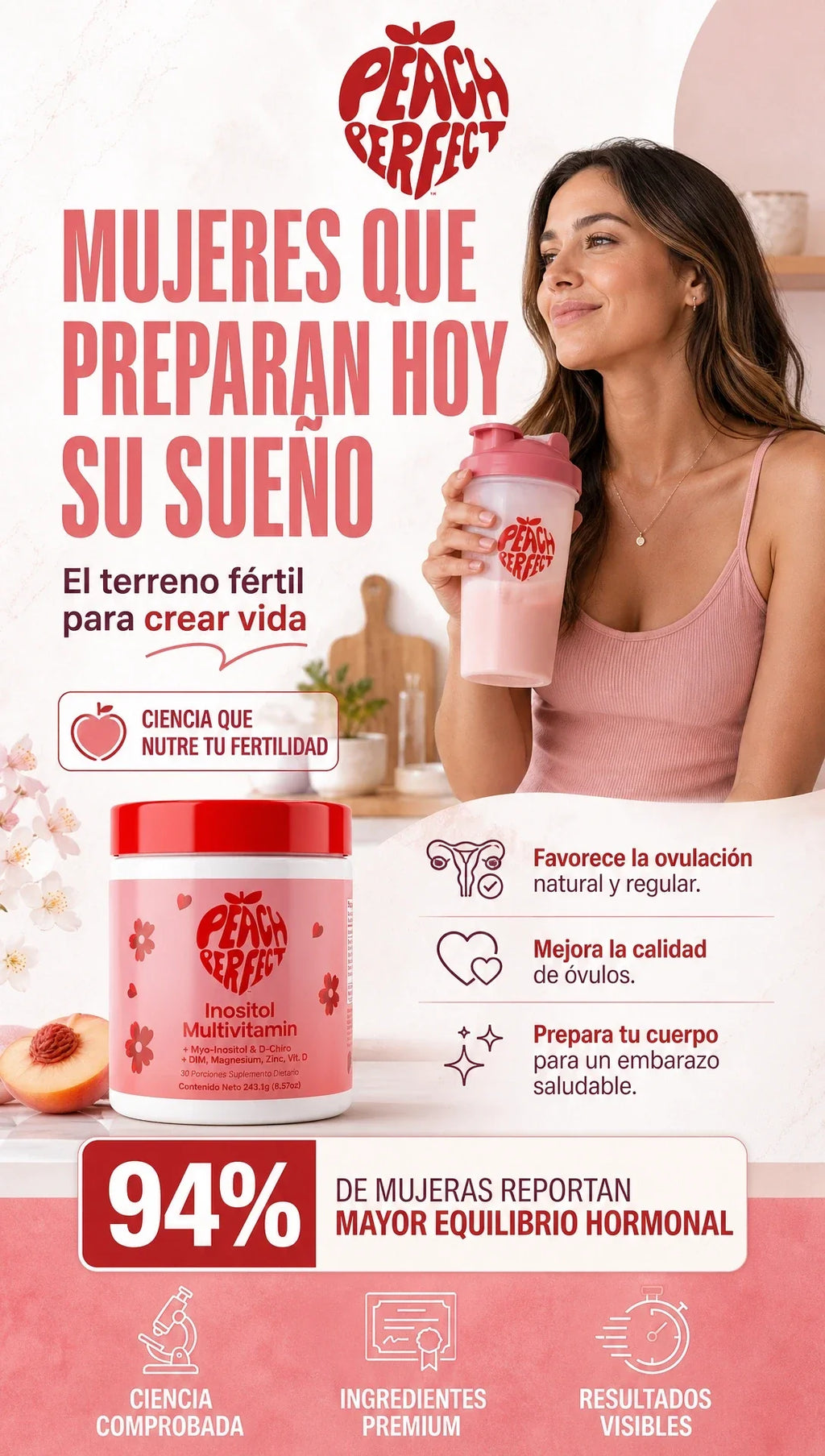 Suplemento Peach Perfect Inositol 135g