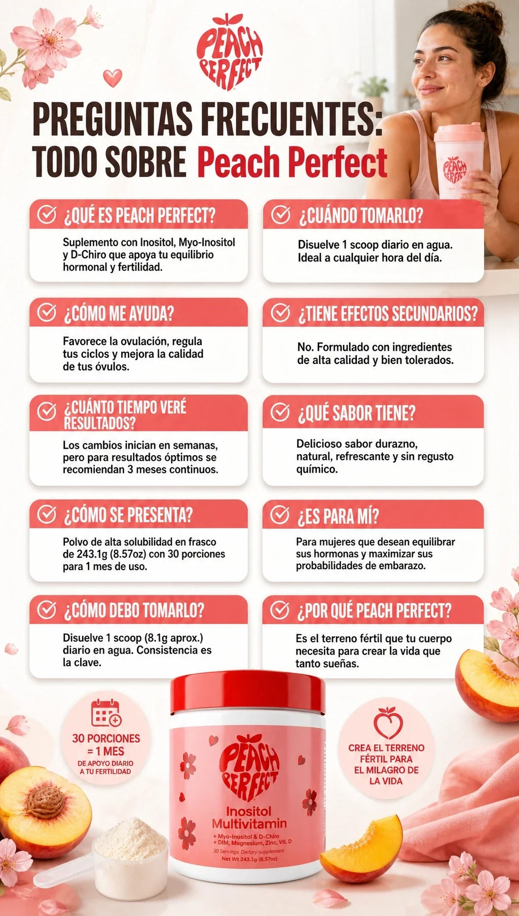 Suplemento Peach Perfect Inositol 135g