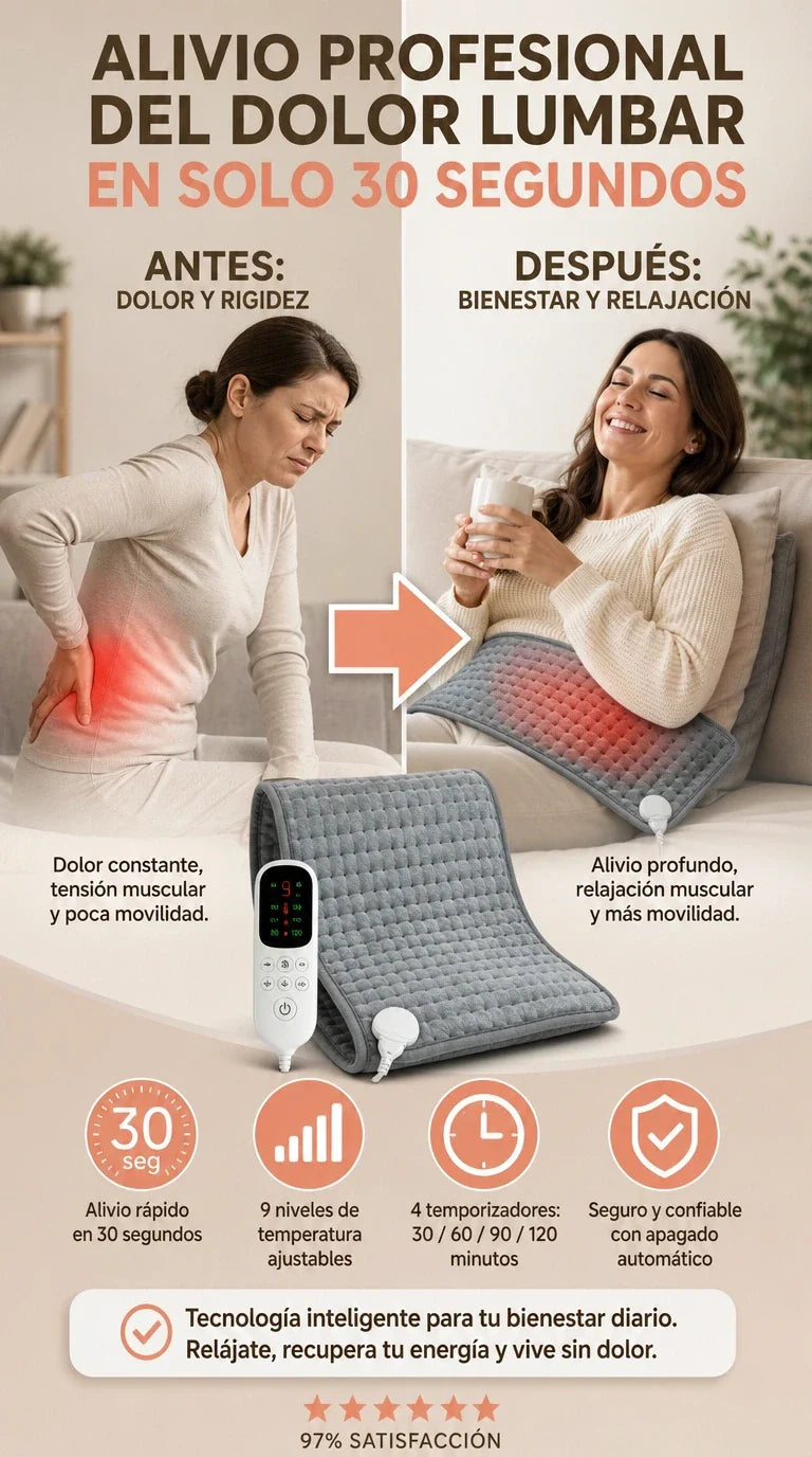 Manta Lumbar Eléctrica Terapia Dolor Espalda