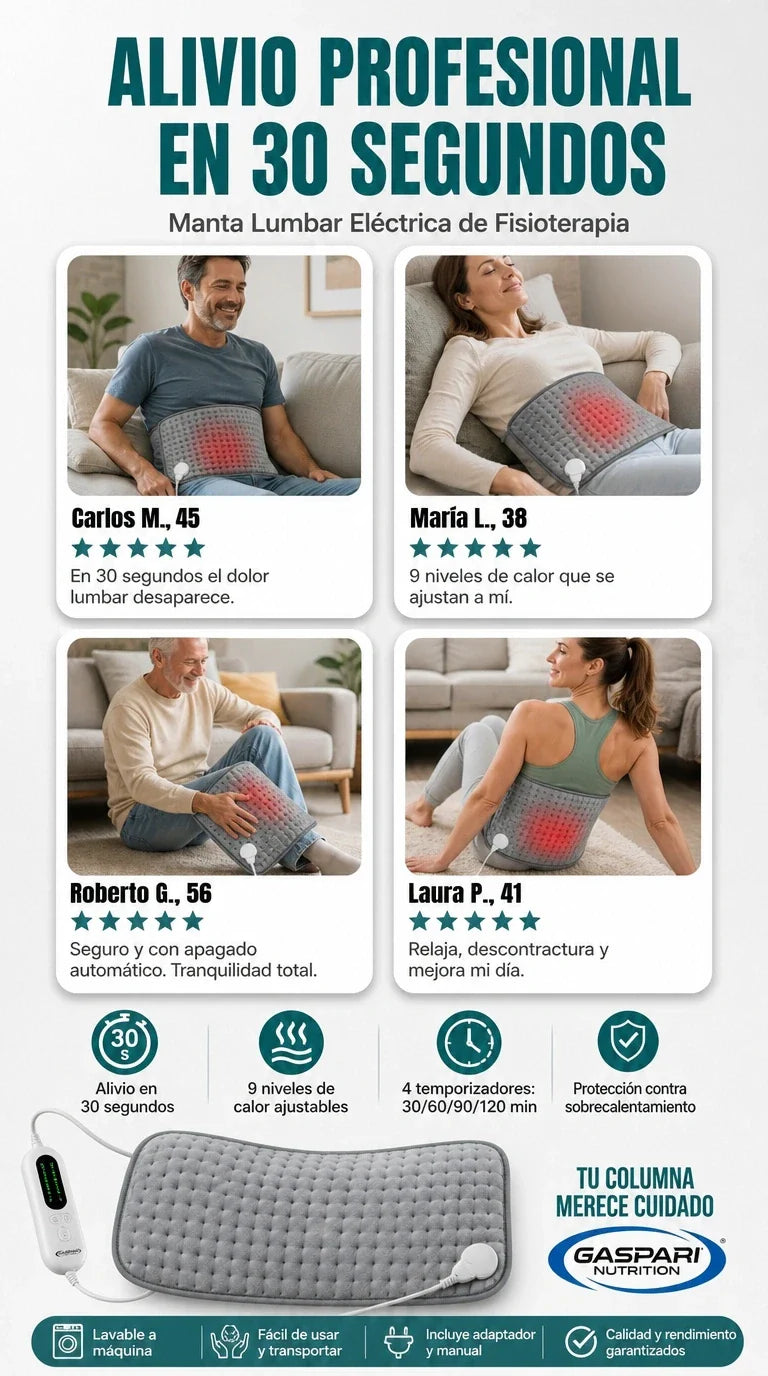 Manta Lumbar Eléctrica Terapia Dolor Espalda