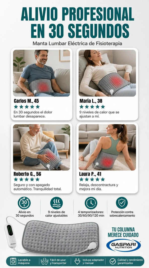 Manta Lumbar Eléctrica Terapia Dolor Espalda