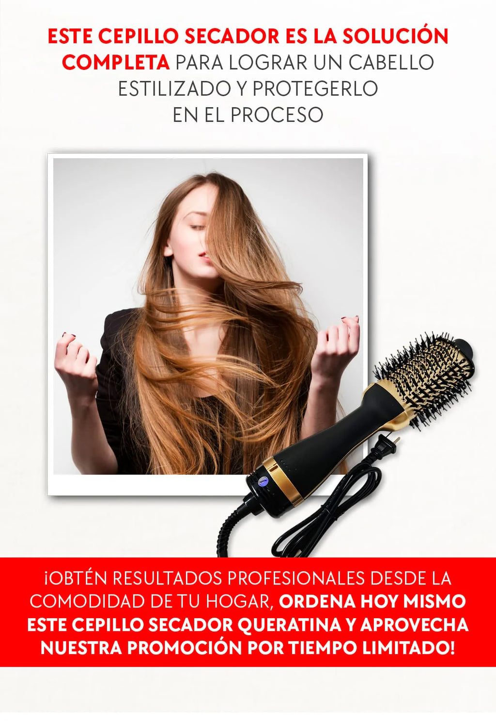 Cepillo secador voluminizador de cabello 3 en 1